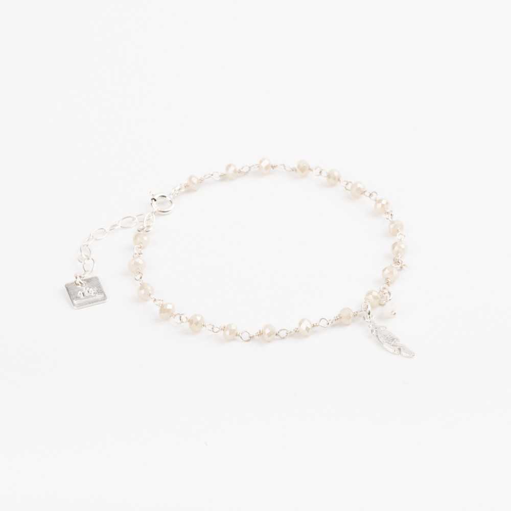 Bracelet Chaine Douceur - Agate Blanche & Plume - ESSENTIELS