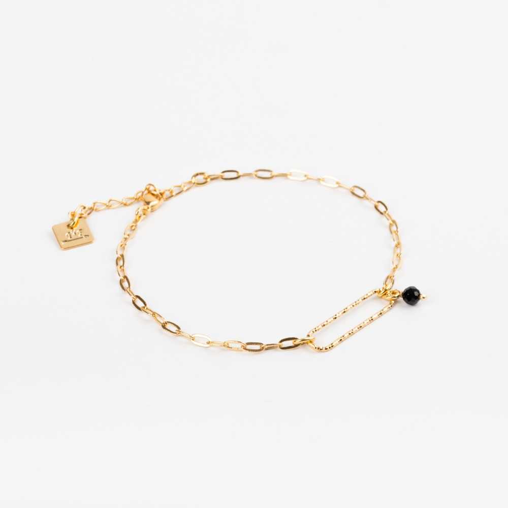 Bracelet Chaine - Maillon diamanté & Onyx - LILY