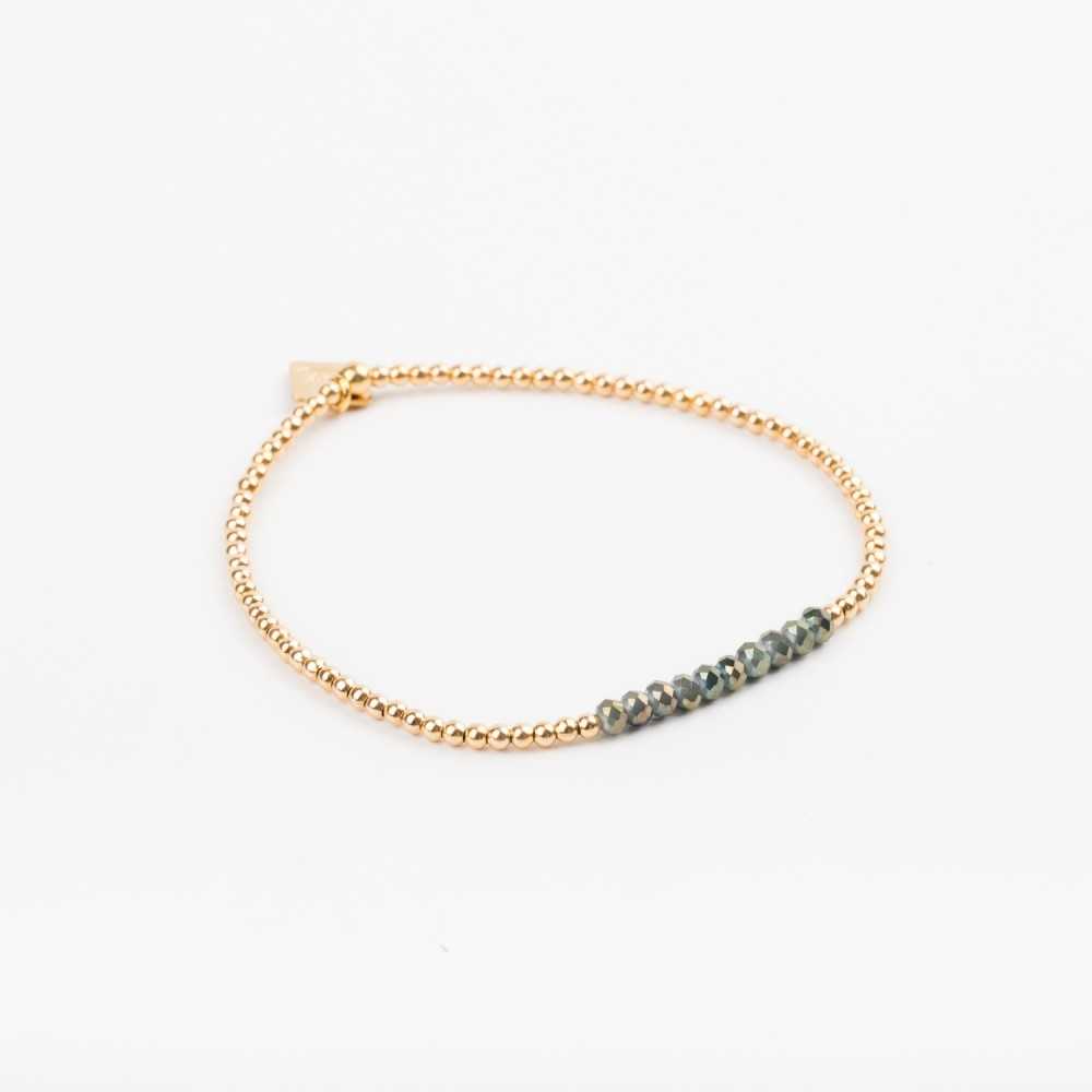 Bracelet perle - Kaki - Plaqué or - SUBTIL