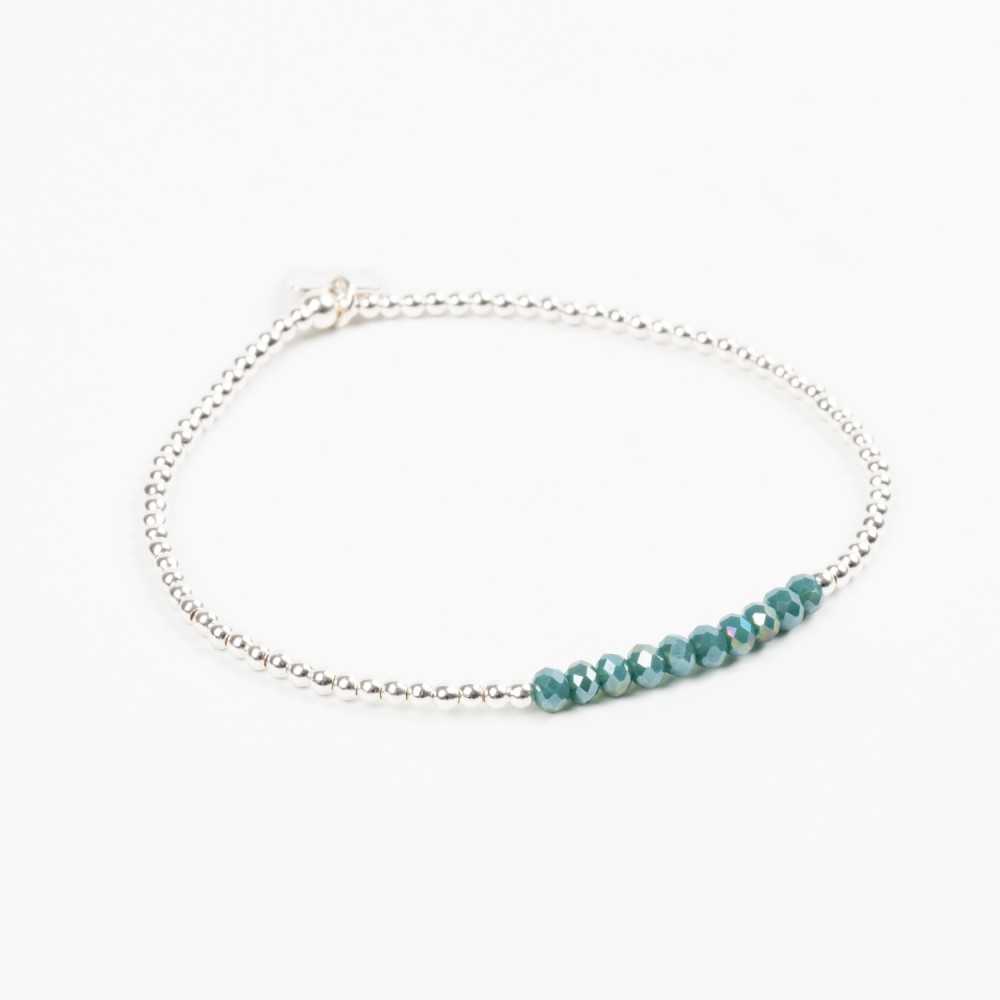 Bracelet Perle argent - Bleu canard - SUBTIL