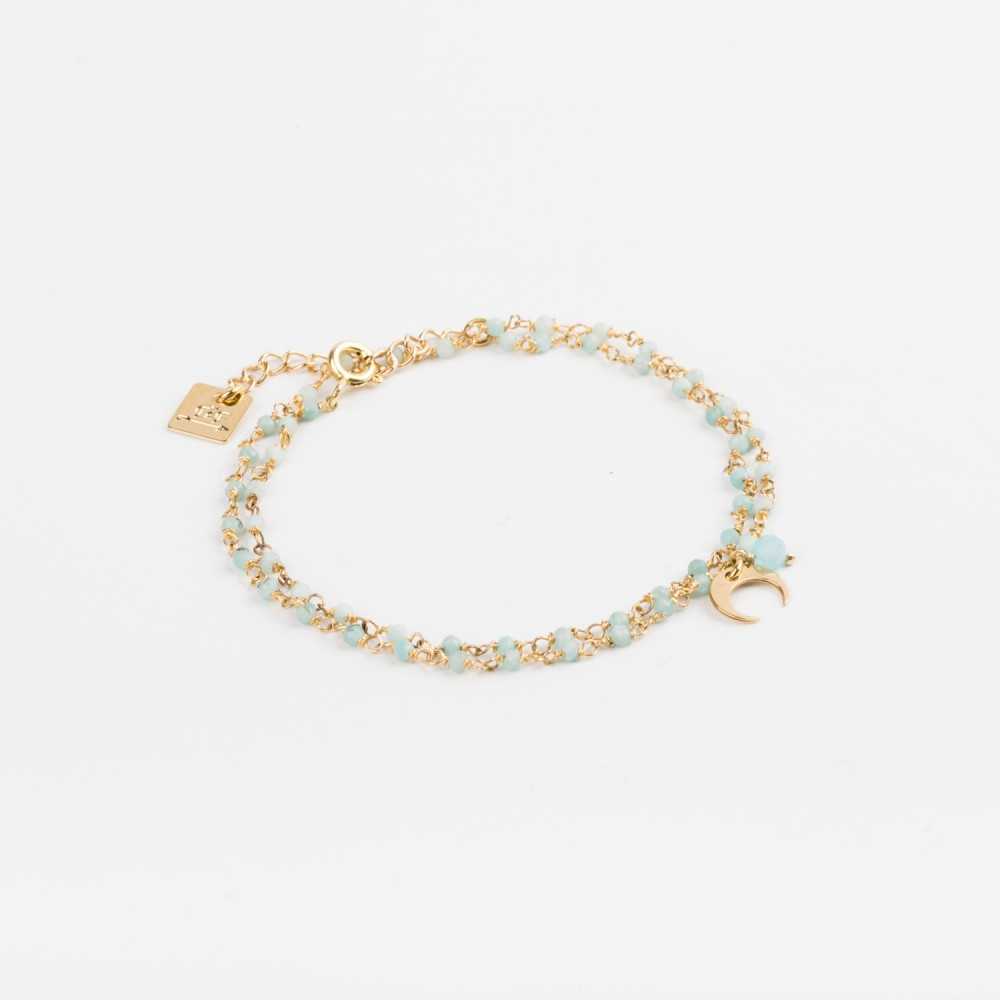 Bracelet Chaine Double rang - Amazonite & Lune - ESSENTIELS