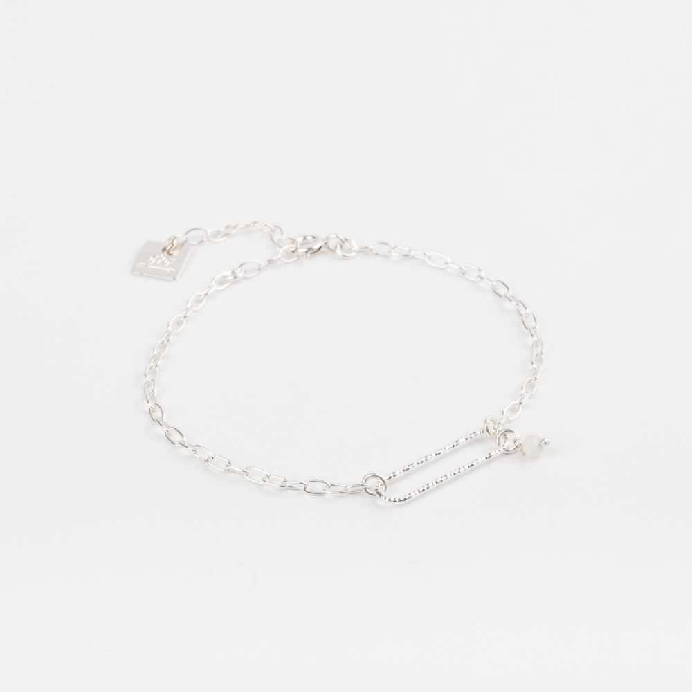 Bracelet Chaine - Maillon diamanté & Agate Blanche - LILY
