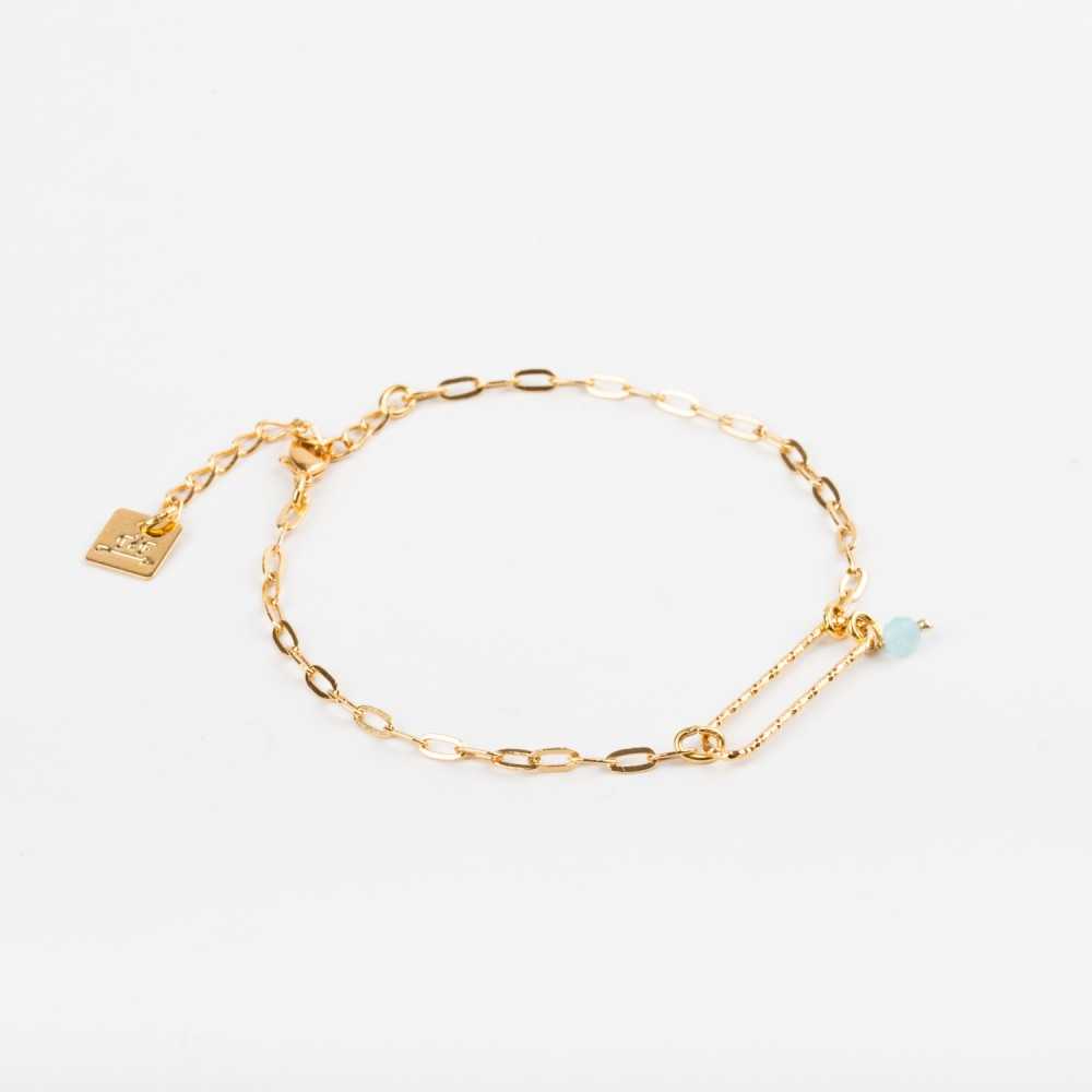 Bracelet Chaine - Maillon diamanté & Amazonite - LILY