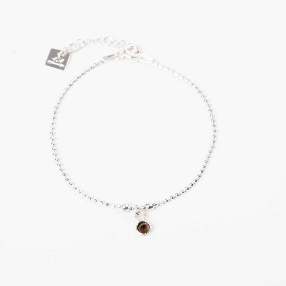 Bracelet Chaine Diamantée - Quartz Fumé - Argent - NINA