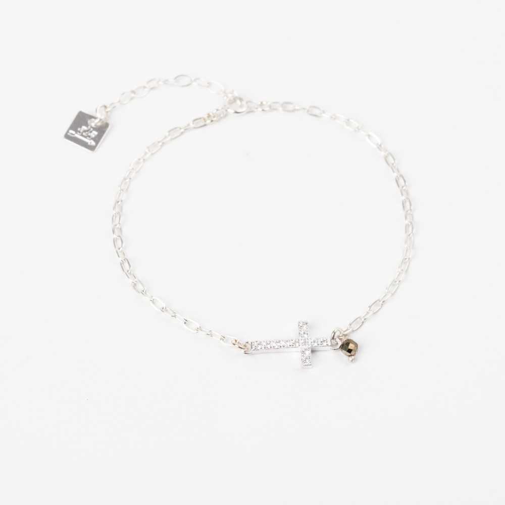 Bracelet Chaine - Croix diamantée Pyrite - LYLOU
