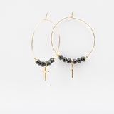 Boucles d'oreilles - Cristaux - Noir - Pampille - Plaqué or - INCONTOURNABLE