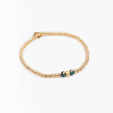 Bracelet - Perle - Cristaux - Bleu canard - Plaqué or - INCONTOURNABLE
