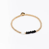Bracelet - Perle - Cristaux - Noir - Plaqué or - INCONTOURNABLE