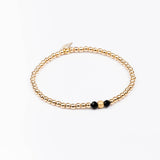 Bracelet - Perle - Cristaux - Noir - Plaqué or - INCONTOURNABLE