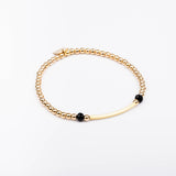 Bracelet - Perle - Cristaux - Noir - Plaqué or - INCONTOURNABLE