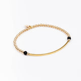Bracelet - Perle - Cristaux - Noir - Plaqué or - INCONTOURNABLE