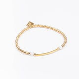 Bracelet - Perle - Cristaux - Blanc - Plaqué or - INCONTOURNABLE