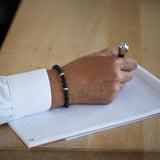 Bracelet homme - Pierre de lave - Onyx - Argent - APOLO