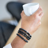 Bracelet homme - Pierre de lave - Onyx - Argent - APOLO