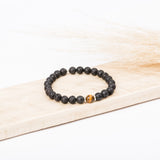 Bracelet homme - Pierre de lave - Oeil de tigre - Argent - HELIOS