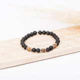 Bracelet homme - Pierre de lave - Bois - Argent - ORION