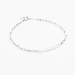 Bracelet - Perle - Cristaux - Blanc - Argent -  SUBTIL