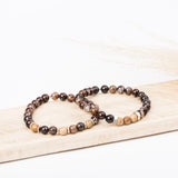 Bracelet homme - Agate feu - Bois - Argent - SIRIUS