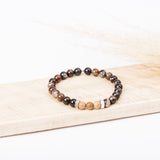 Bracelet homme - Agate feu - Bois - Argent - SIRIUS