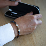 Bracelet homme - Agate feu - Bois - Argent - SIRIUS
