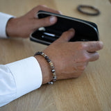 Bracelet homme - Agate feu - Bois - Argent - SIRIUS