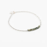 Bracelet - Perle - Cristaux - Kaki - Argent - SUBTIL