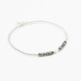 Bracelet - Perle - Cristaux - Kaki - Argent - SUBTIL