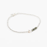 Bracelet - Perle - Cristaux - Kaki - Argent - SUBTIL