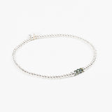 Bracelet - Perle - Cristaux - Kaki - Argent - SUBTIL