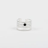 Bague - Pierre de verre - Plaqué argent - AYA