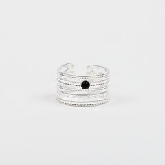 Bague - Pierre de verre - Plaqué argent - AYA