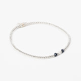 Bracelet - Perle - Cristaux - Bleu roi - Argent - SUBTIL