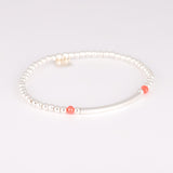 Bracelet - Perle - Cristaux - Corail - Argent - INCONTOURNABLE