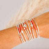 Bracelet - Perle - Cristaux - Corail - Argent - INCONTOURNABLE
