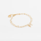 Bracelet - Double rang - Croix - Agate Blanche - Plaqué or - ESSENTIELS