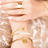 Bracelet - Perle - Cristaux - Blanc - Plaqué or - INCONTOURNABLE