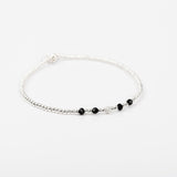 Bracelet - Perle - Cristaux - Noir - Argent - SUBTIL
