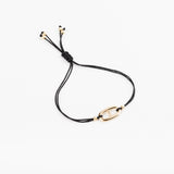 Bracelet - Cordon noir - Plaqué or - OSMOSE