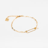 Bracelet - Maillon diamanté - Agate blanche - Plaqué or - LILY