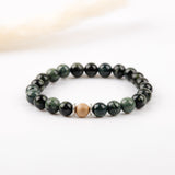 Bracelet homme - Jaspe kaki - Bois - Argent - NAOS