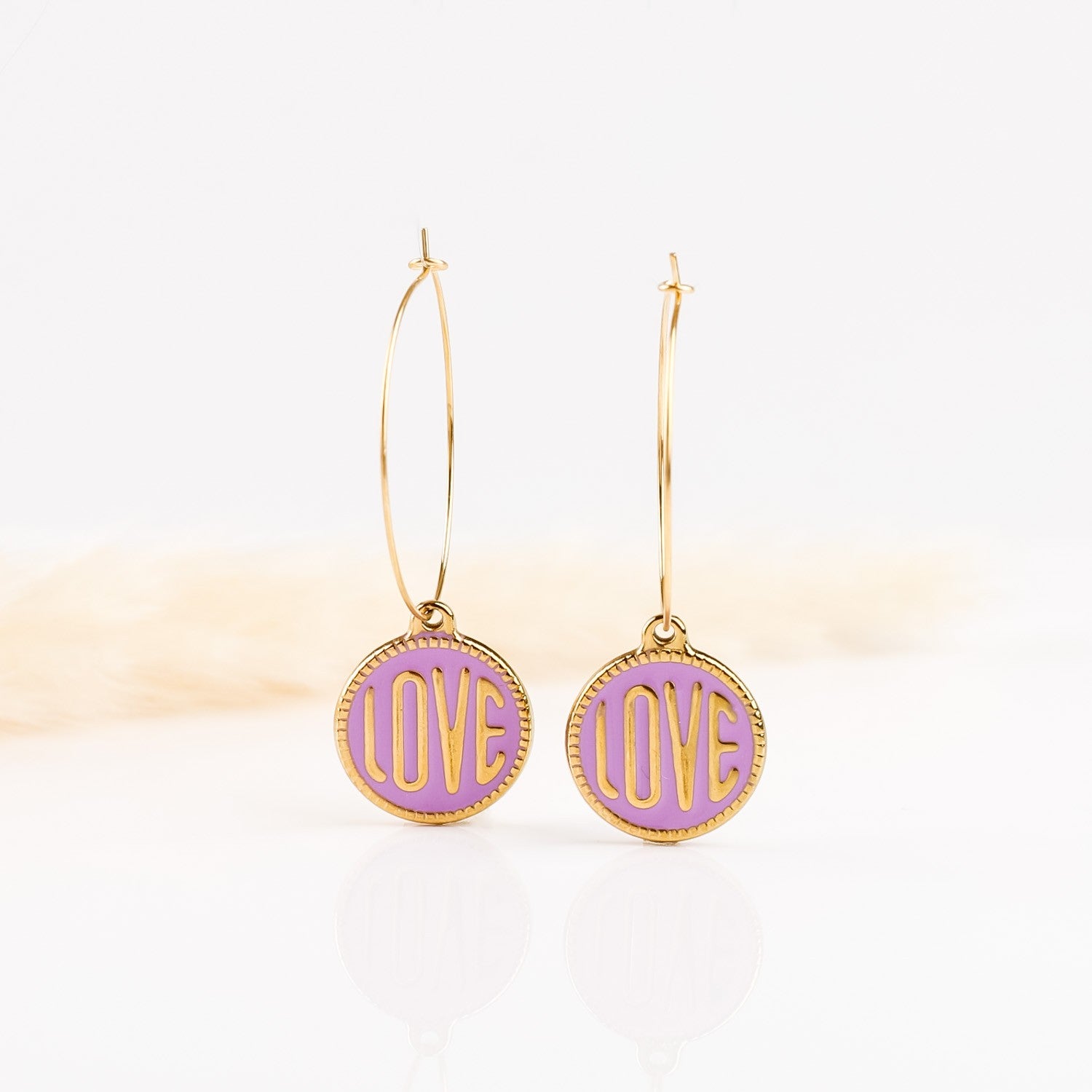 Boucles d'oreilles  - Pampille - Acier inoxydable - LOVE