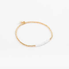 Bracelet - Perle - Cristaux - Blanc - Plaqué or - SUBTIL