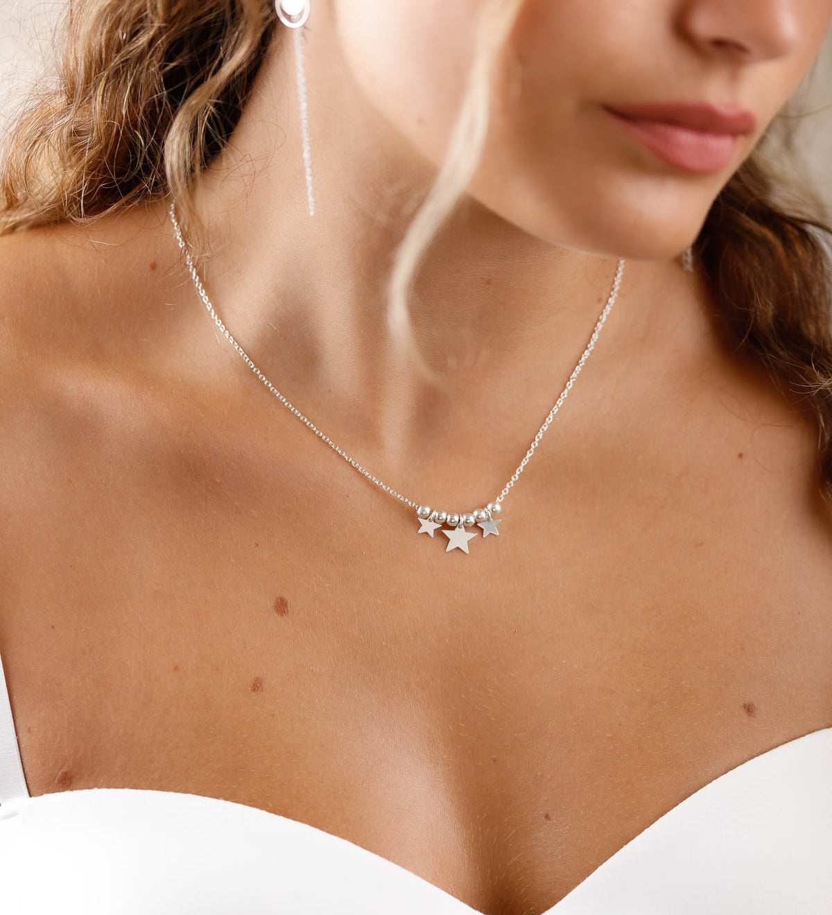 collier en argent 925 avec étoiles pour femme 