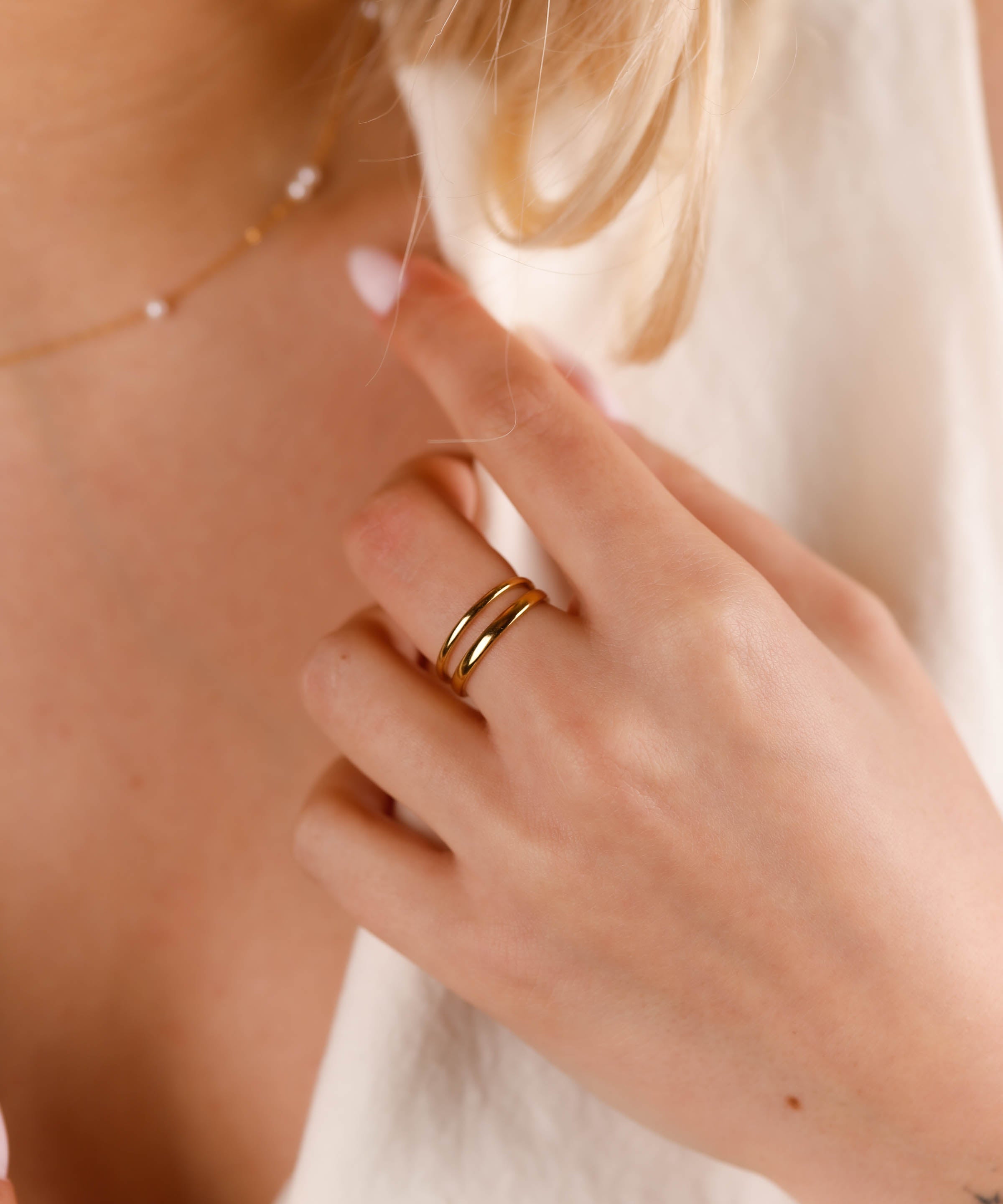 bague en acier inoxydable réglable pour femme 