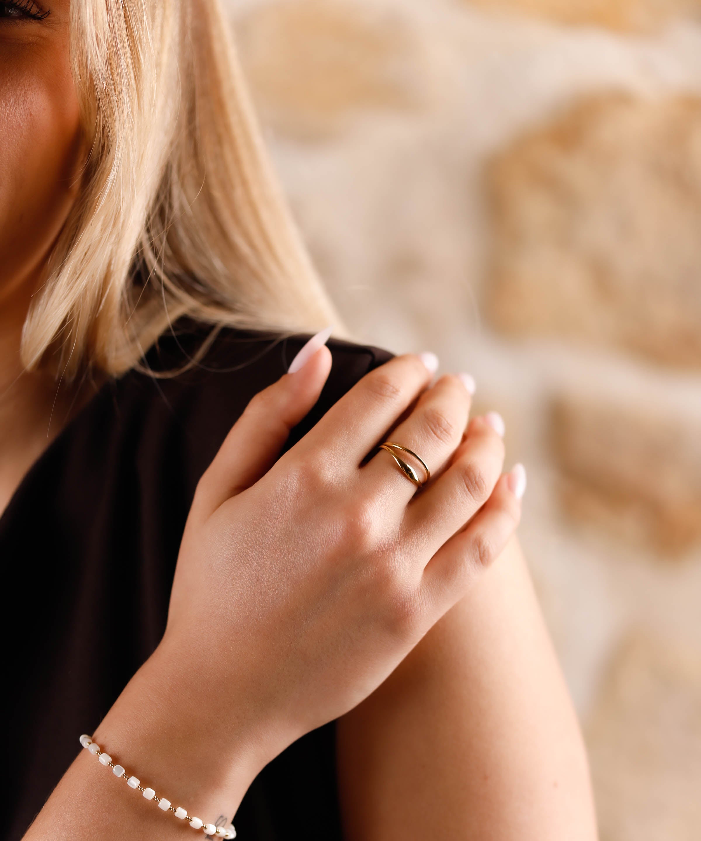 bague en acier inoxydable réglable pour femme 
