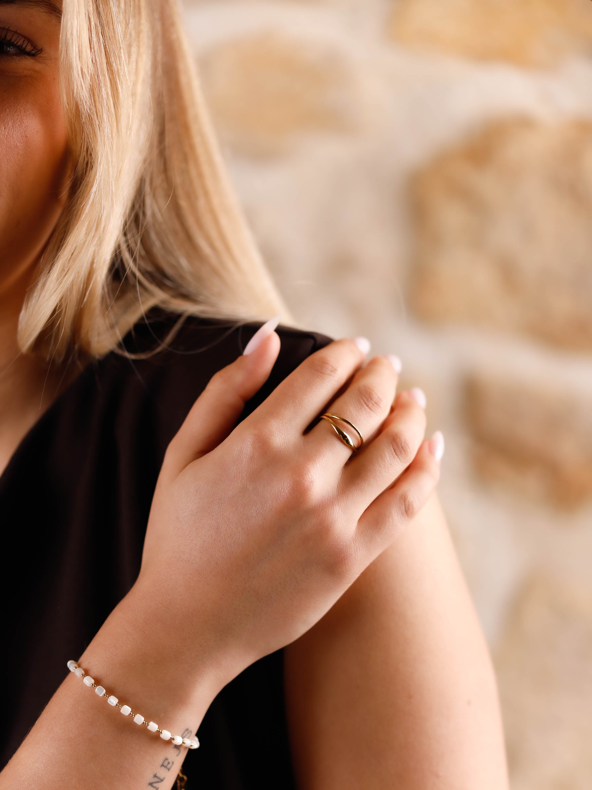 bague en acier inoxydable réglable pour femme 