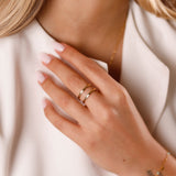 bague en acier inoxydable réglable pour femme 