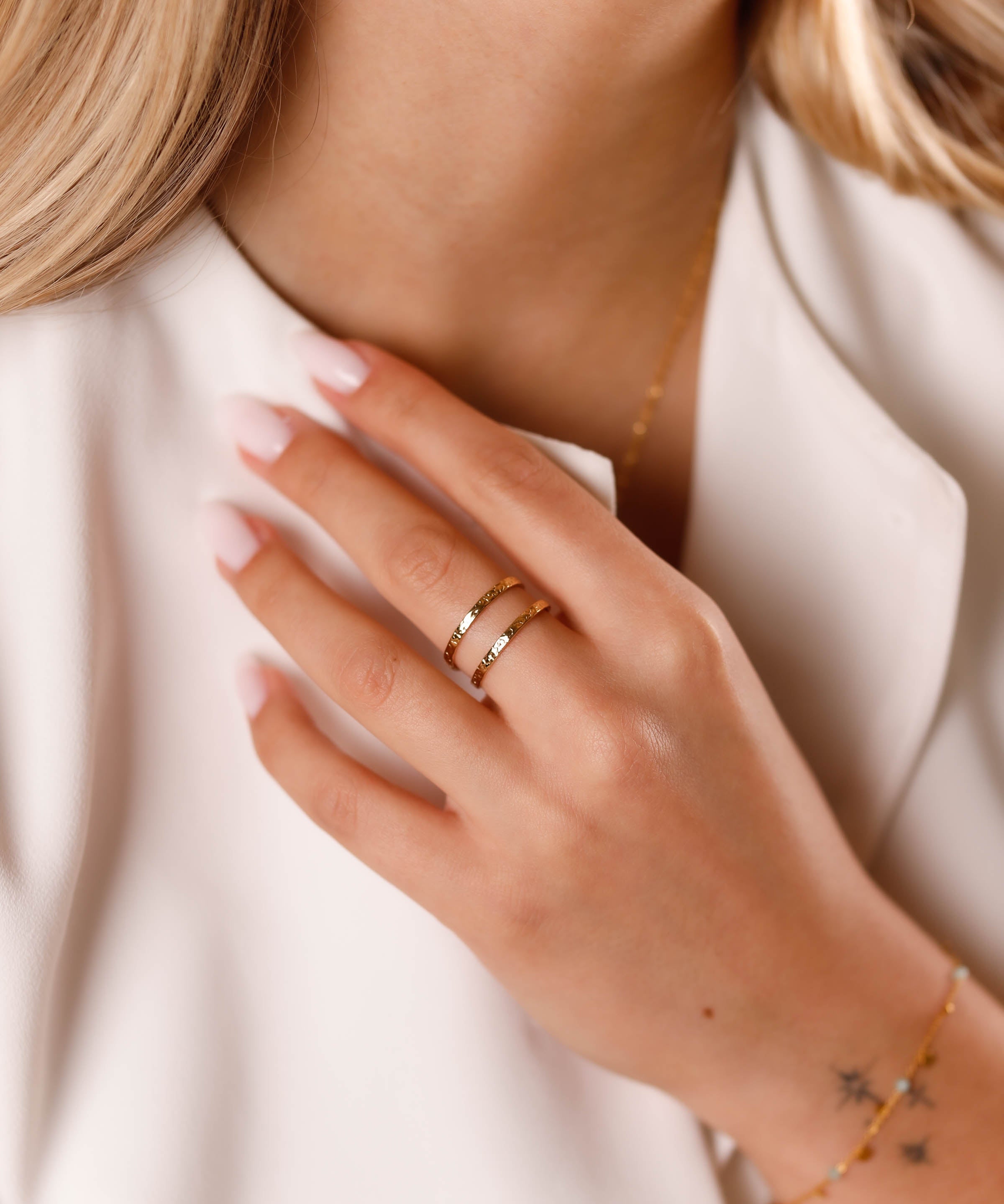 bague en acier inoxydable réglable pour femme 