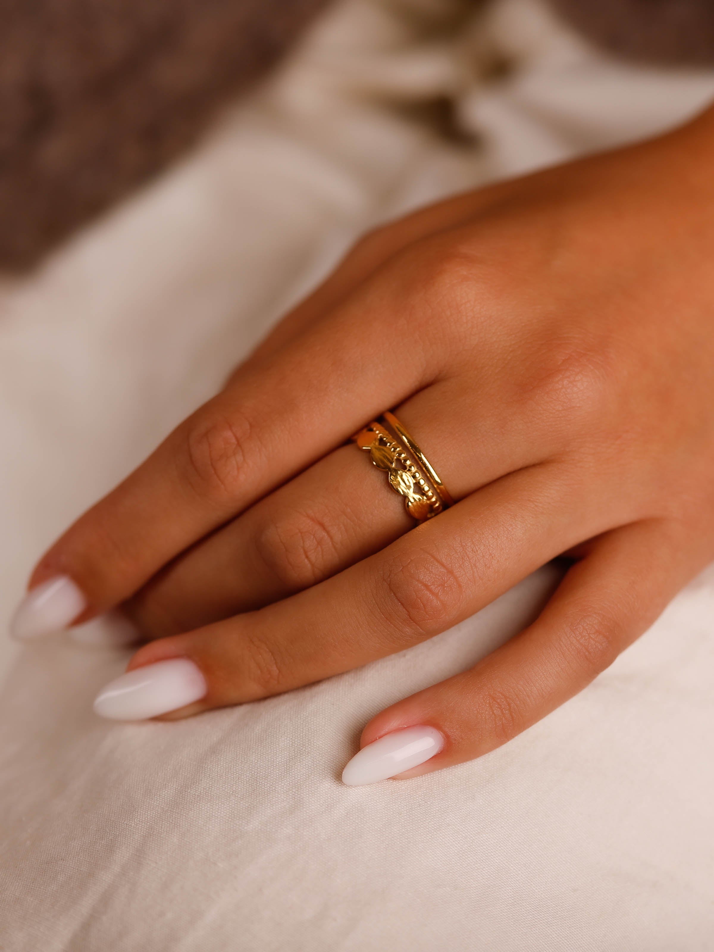 bague en acier inoxydable réglable pour femme 