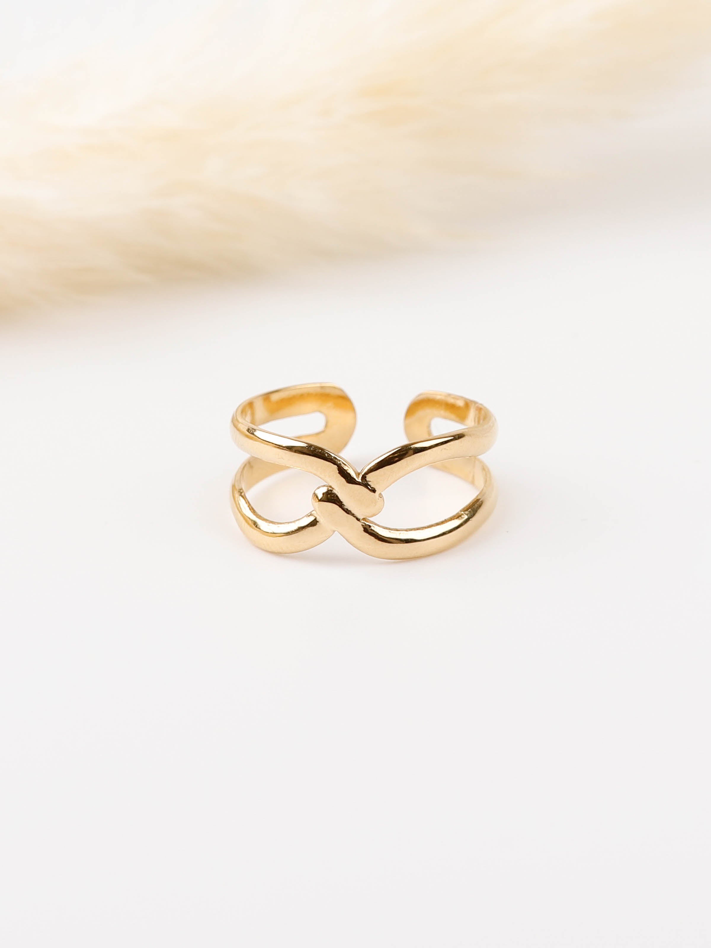 bague en acier inoxydable réglable pour femme 
